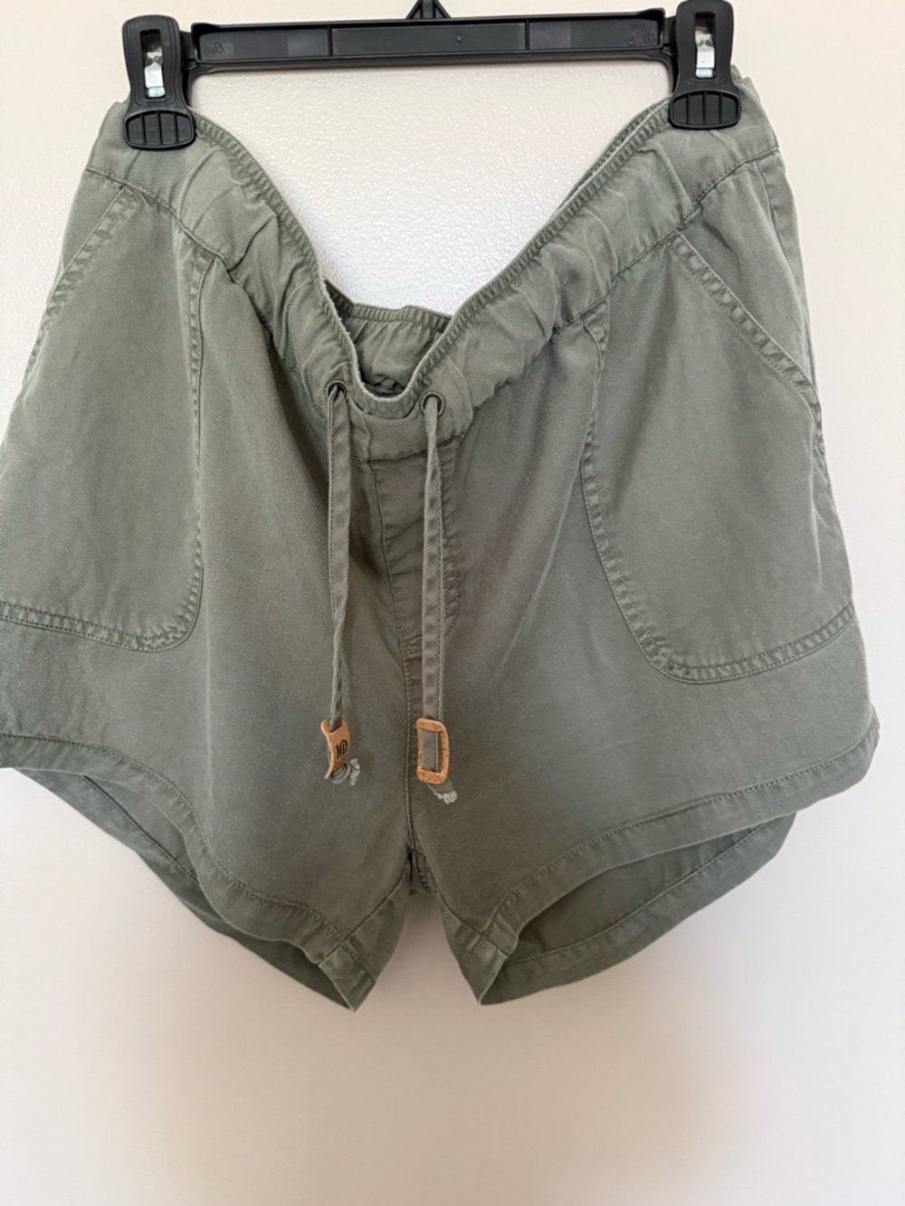 Women's Olive Green Drawstring Utility Shorts from 10 Trees